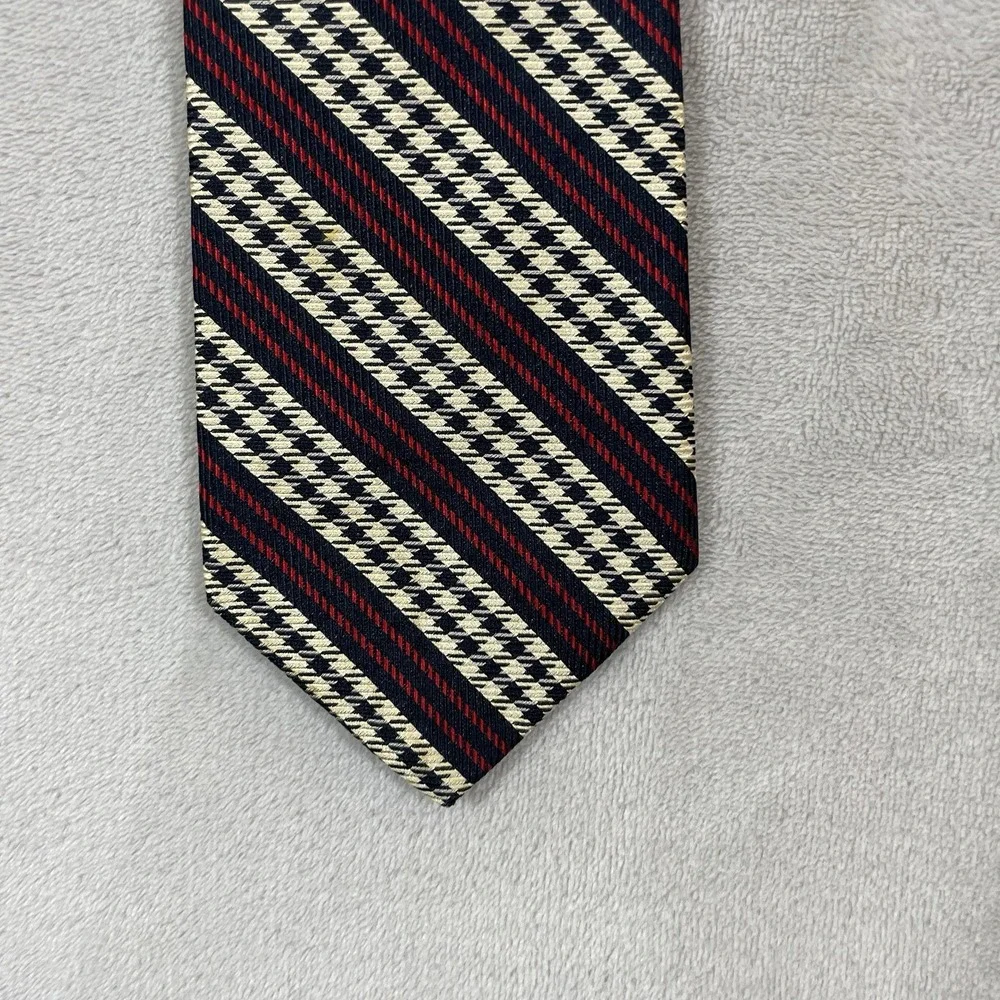 Vintage J.Crew Oarsman Neck Tie 100% Silk Made in USA Preppy Patterned 90s